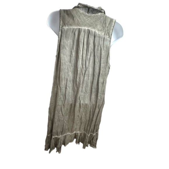 Entro Acid Distressed Gray Ruffle Long Open Cardigan Vest Size Small S Sm - Picture 4 of 6